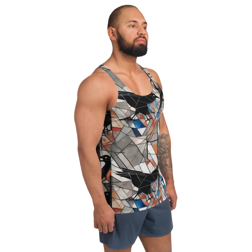 Stained Glass Crows on Men's Tank Top — Right Front