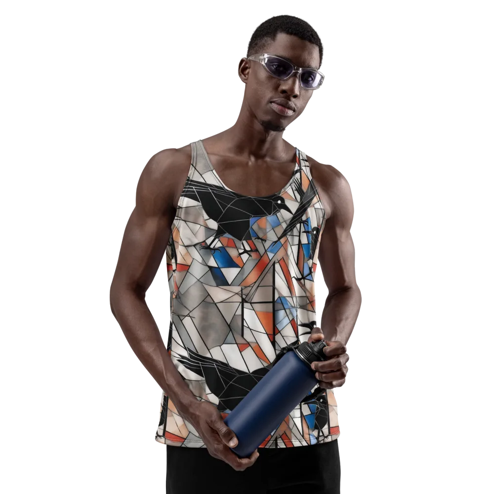 Stained Glass Crows on Men's Tank Top — Front
