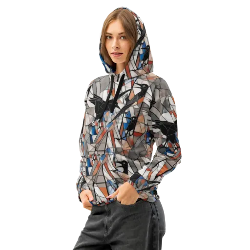 Stained Glass Crows on a Cotton Hoodie