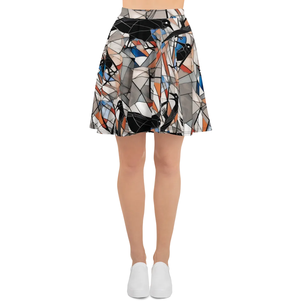 Stained Glass Crows on Skater Skirt — Front