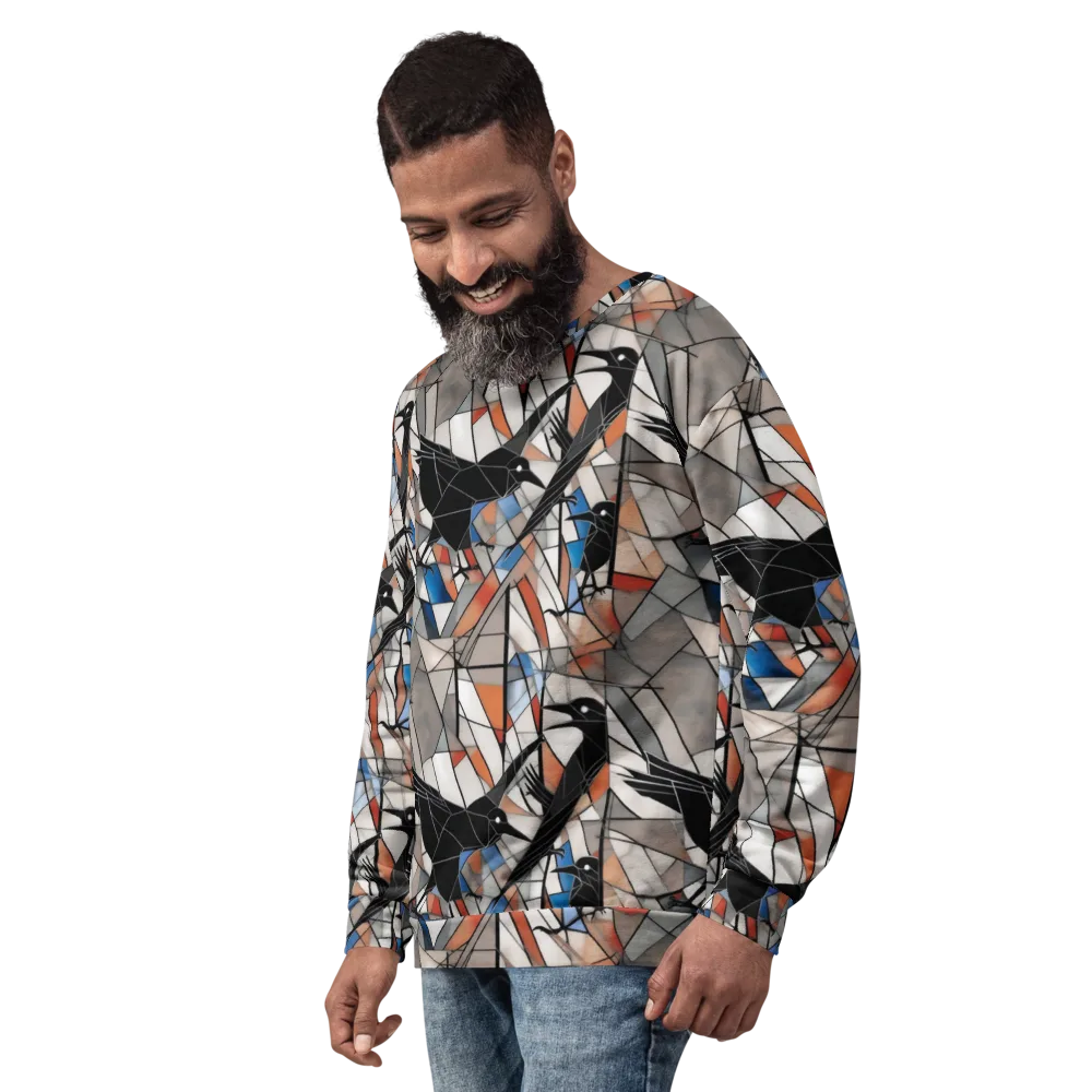 Stained Glass Crows on Sweatshirt — Left Front