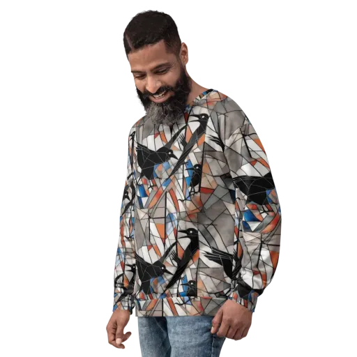 Stained Glass Crows on a Sweatshirt