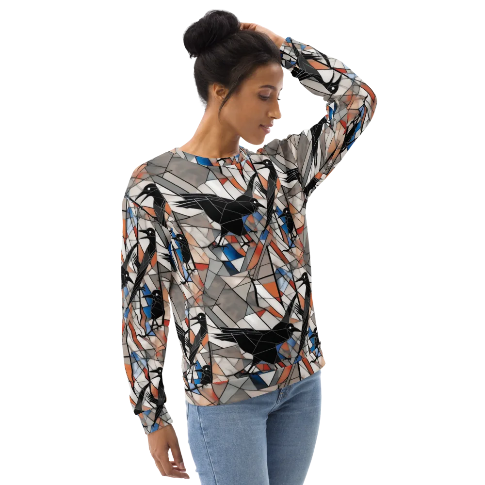 Stained Glass Crows on Sweatshirt — Right Front