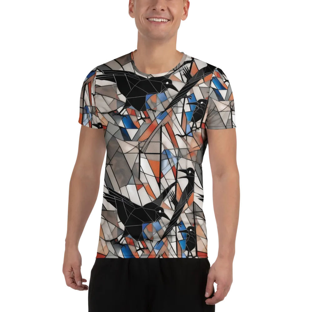 Stained Glass Crows on Men's Athletic T-Shirt — Front