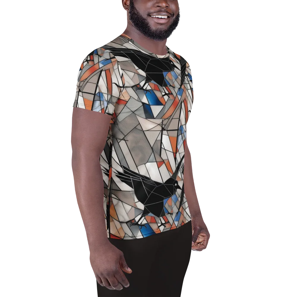 Stained Glass Crows on Men's Athletic T-Shirt — Right