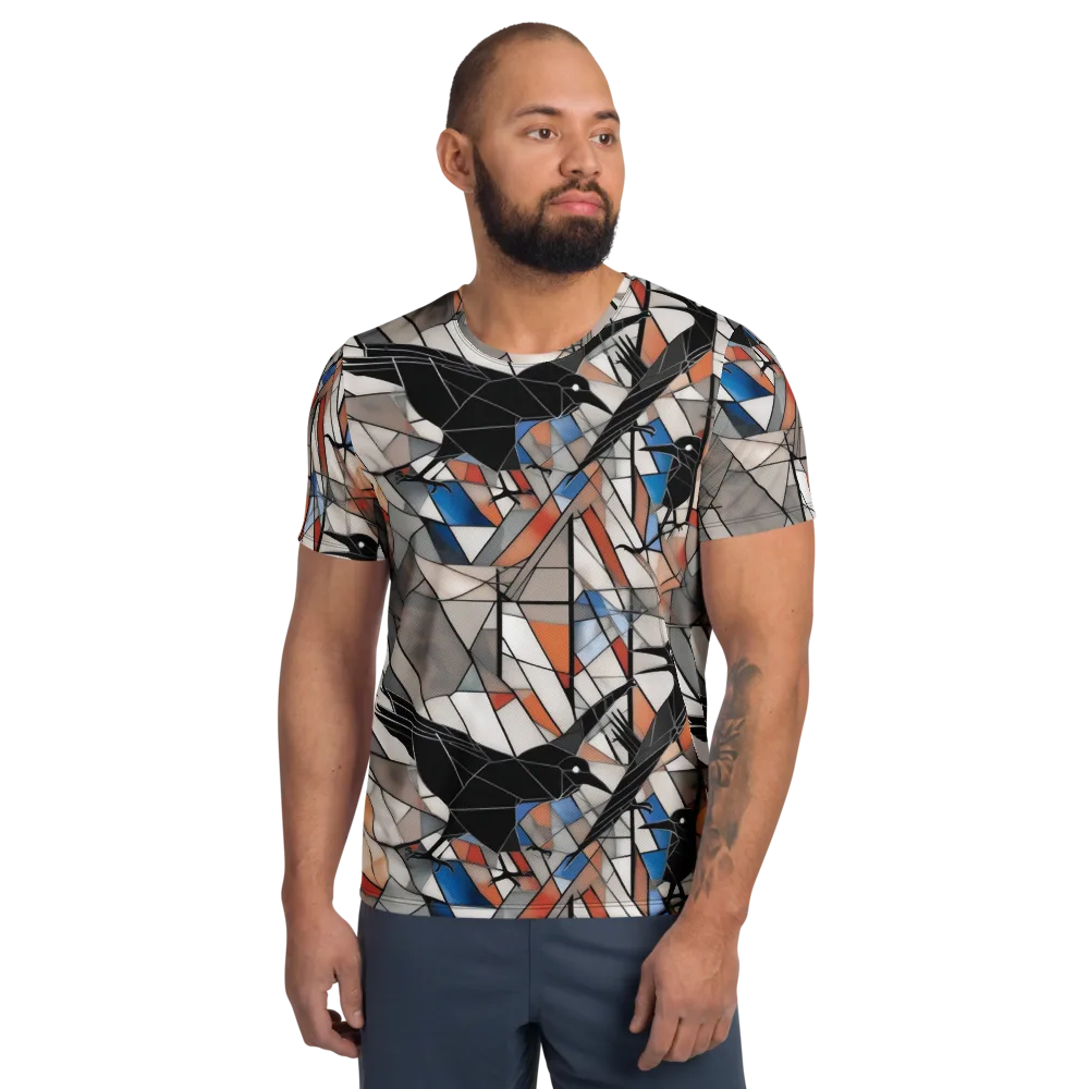 Stained Glass Crows on Men's Athletic T-Shirt — Front