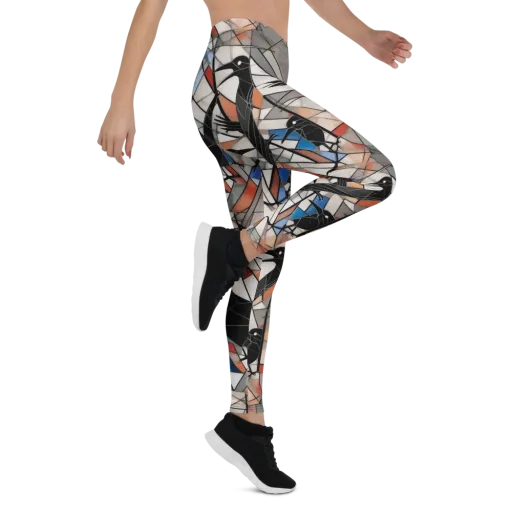Stained Glass Crows on a Leggings