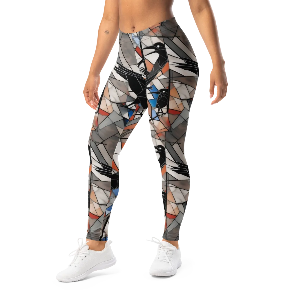 Stained Glass Crows on Leggings — Left Front