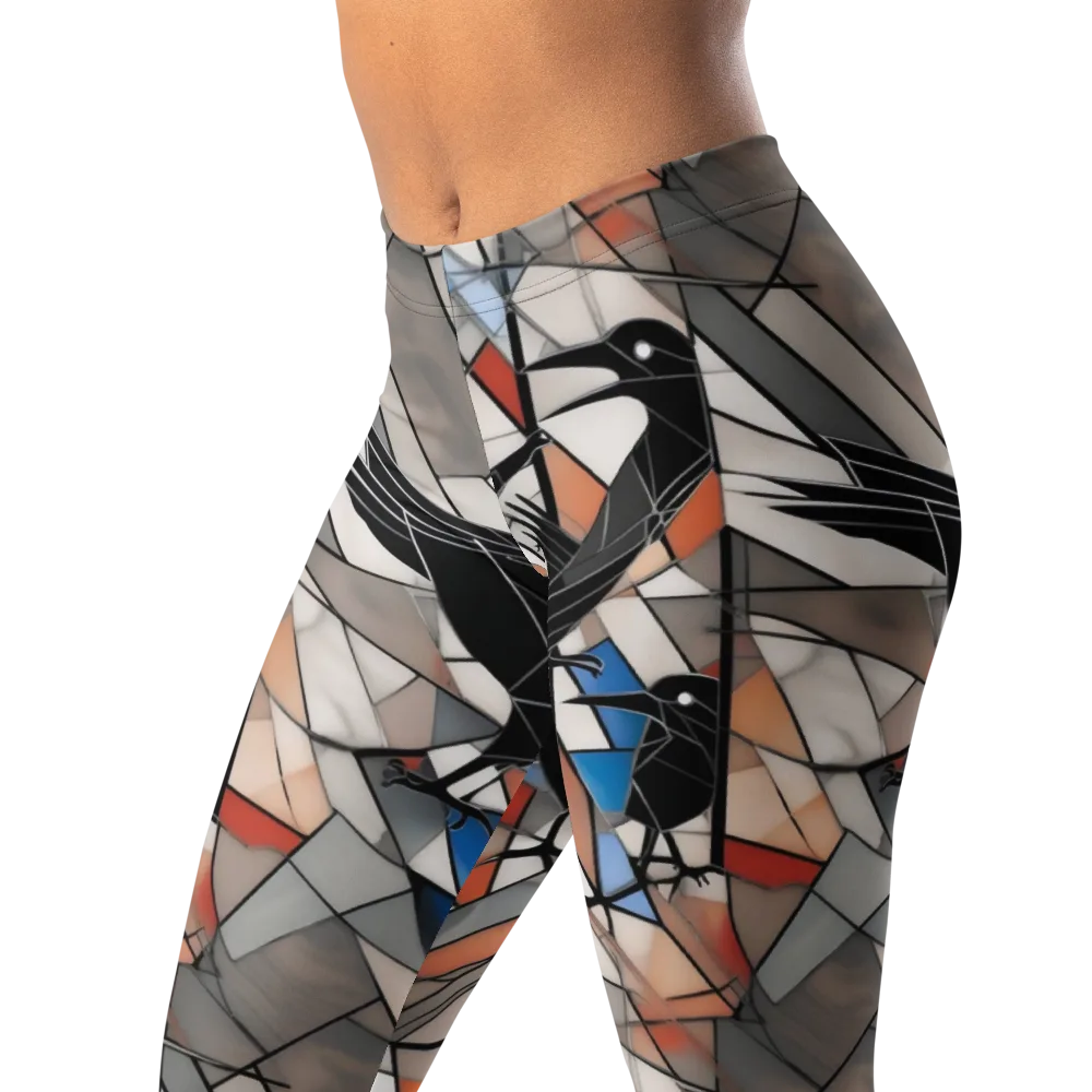 Stained Glass Crows on Leggings — Left Front