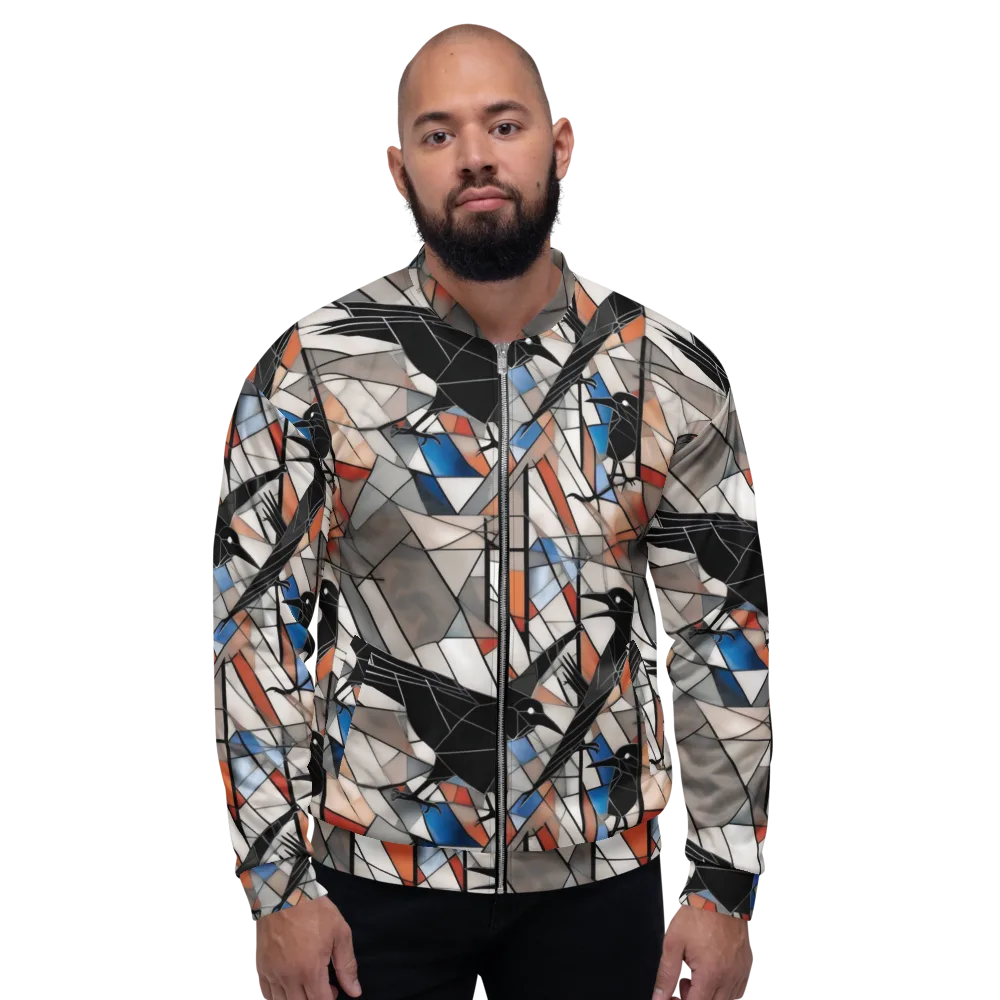 Stained Glass Crows on Bomber Jacket — Front