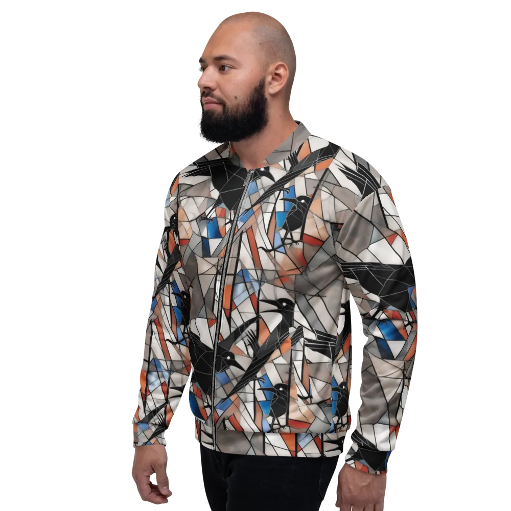 Stained Glass Crows on Bomber Jacket — Left
