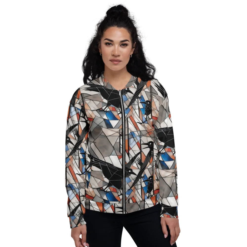 Stained Glass Crows on Bomber Jacket — Front