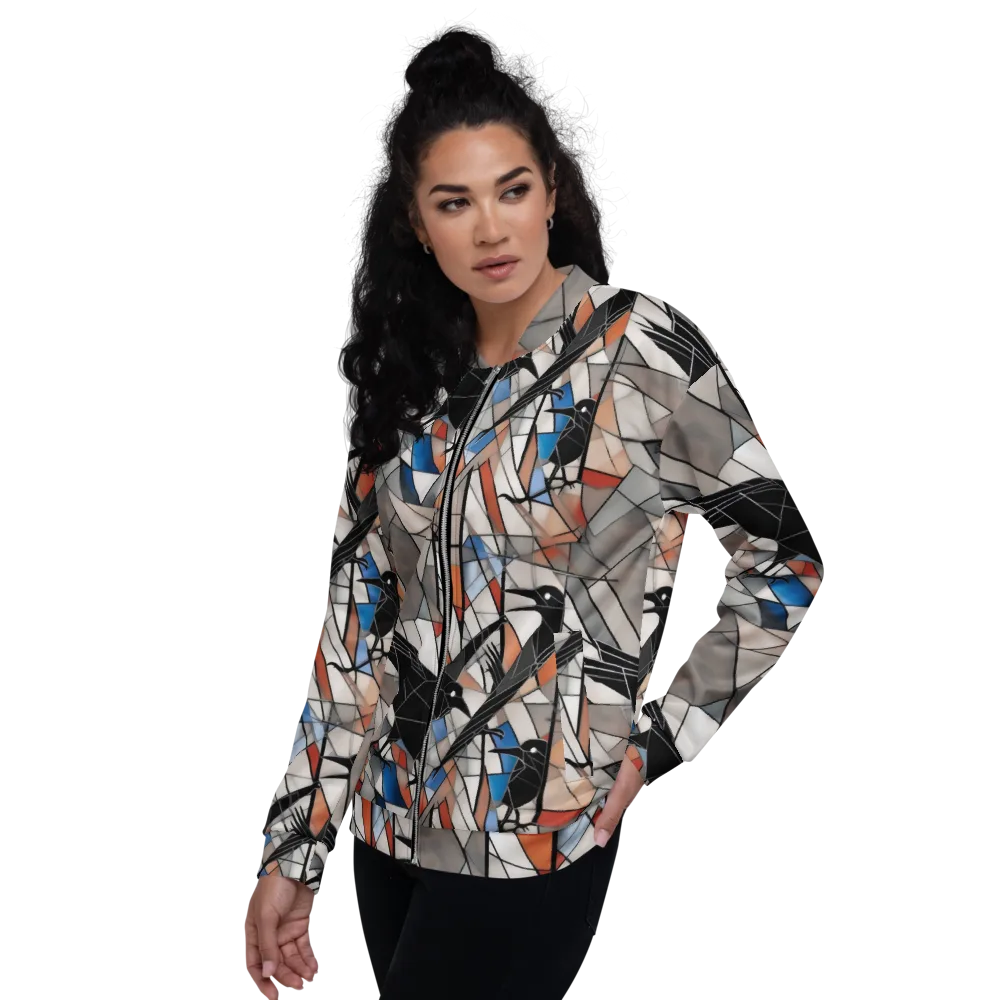 Stained Glass Crows on Bomber Jacket — Left