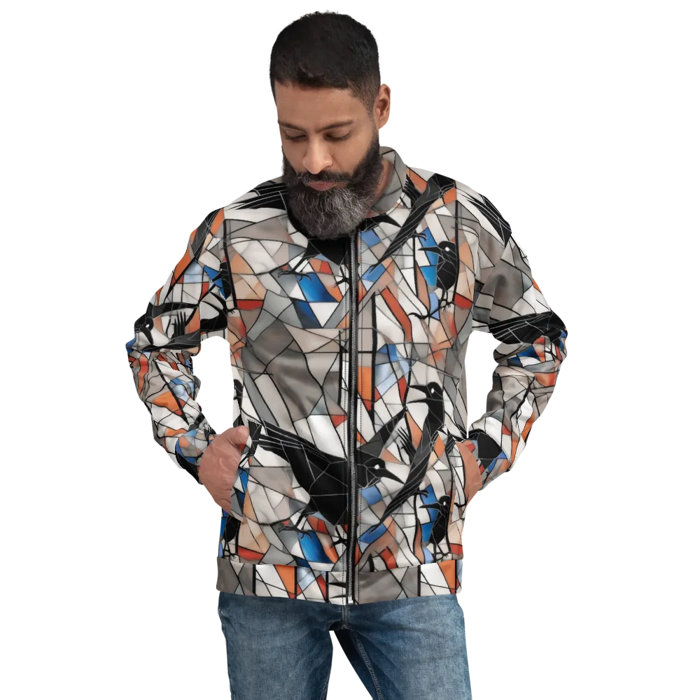 Stained Glass Crows on Bomber Jacket — Front