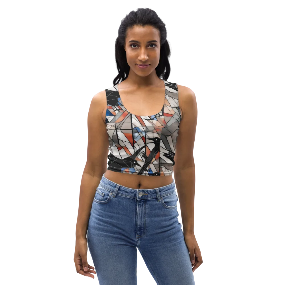 Stained Glass Crows on Crop Top — Front