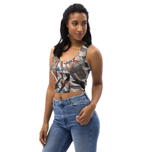 Stained Glass Crows on a Crop Top