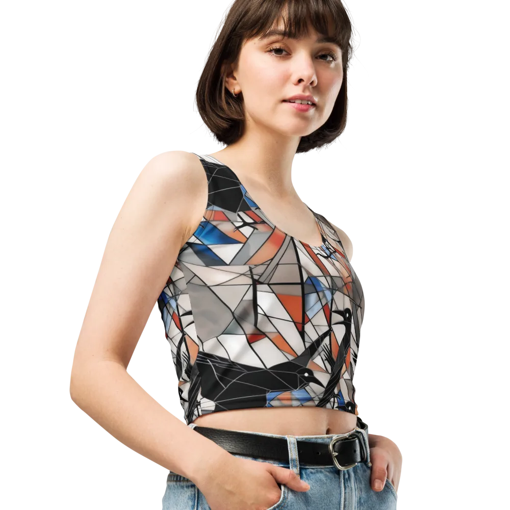 Stained Glass Crows on Crop Top — Right Front