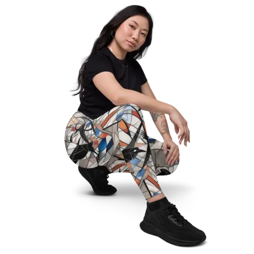 Stained Glass Crows on a Leggings with Pockets