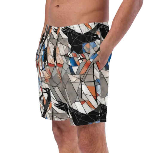 Stained Glass Crows on a Swim Trunks