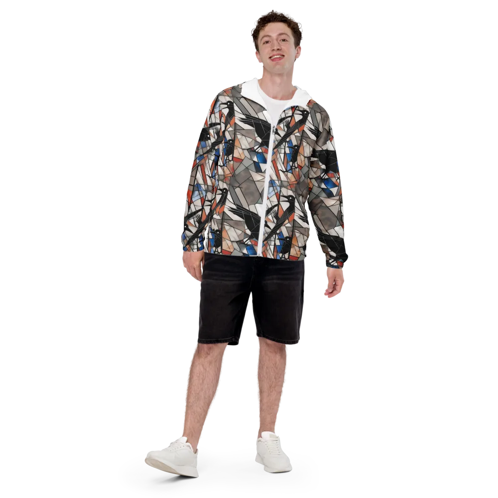 Stained Glass Crows on Men's Windbreaker — Front