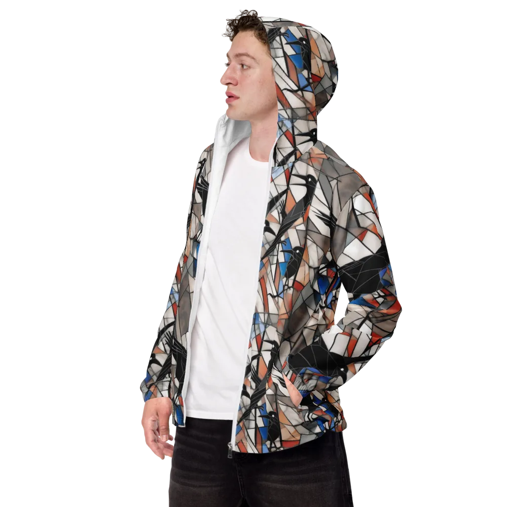 Stained Glass Crows on Men's Windbreaker — Left Front