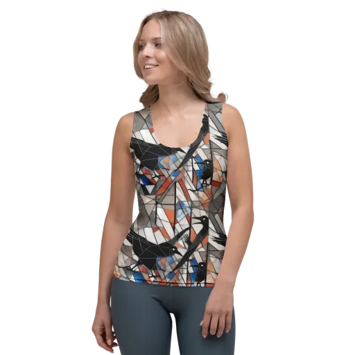 Stained Glass Crows on a Women's Tank Top