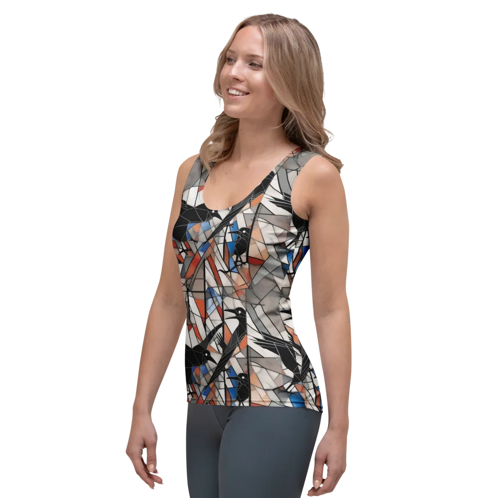 Stained Glass Crows on Women's Tank Top — Left Front