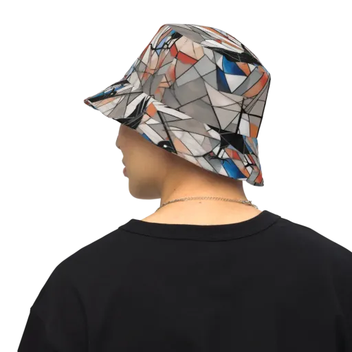 Stained Glass Crows on a Reversible Bucket Hat