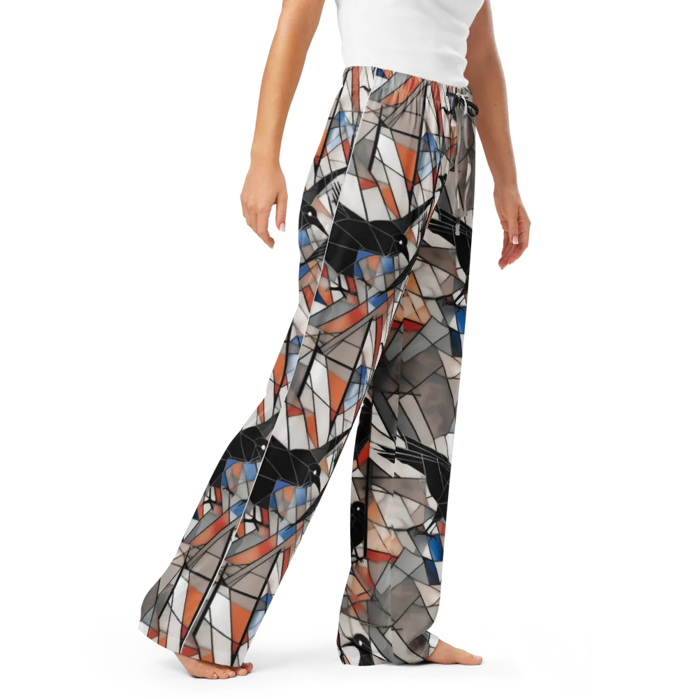 Stained Glass Crows on Women's Pajama Pants — Right Front