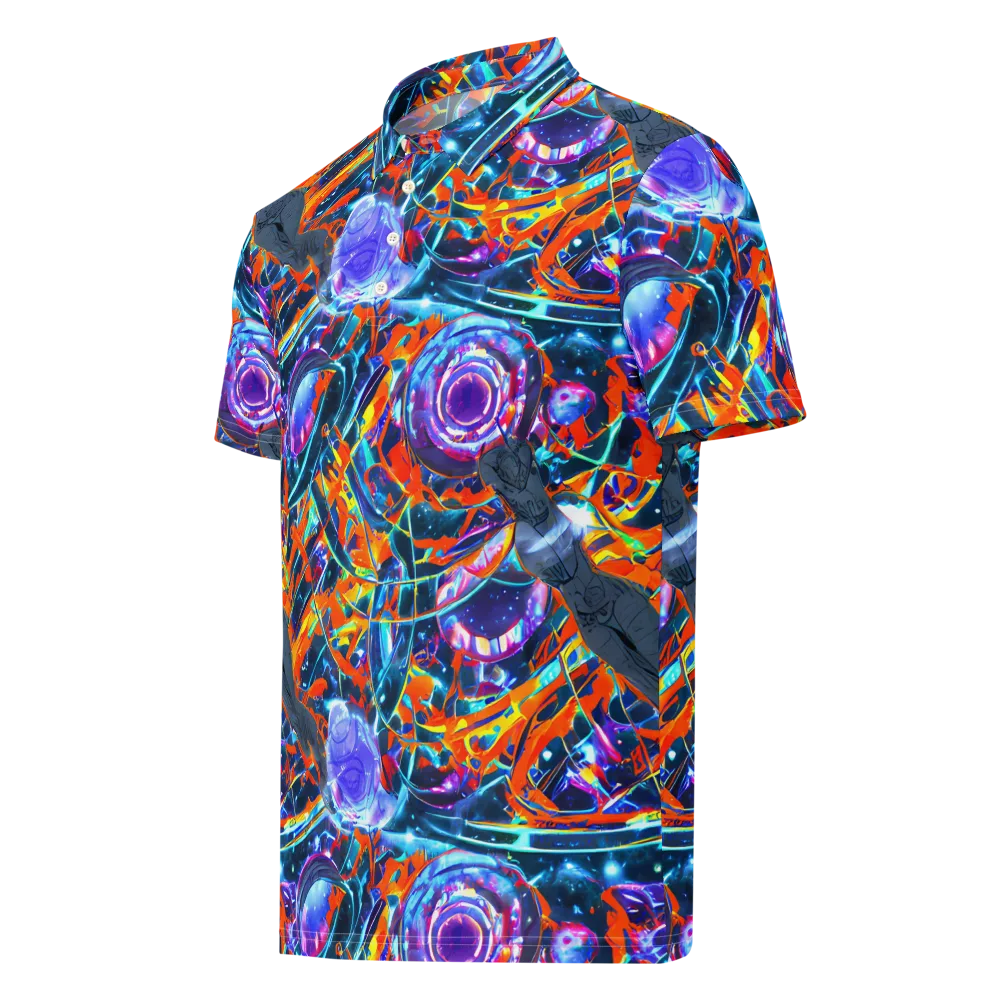 Prismatic Engine on Men's Slim Fit Polo Shirt — Left Front