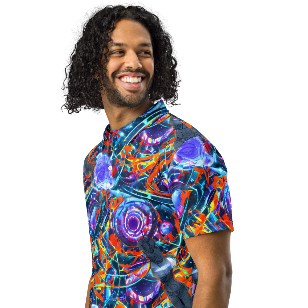 Prismatic Engine on Men's Slim Fit Polo Shirt — Left Front