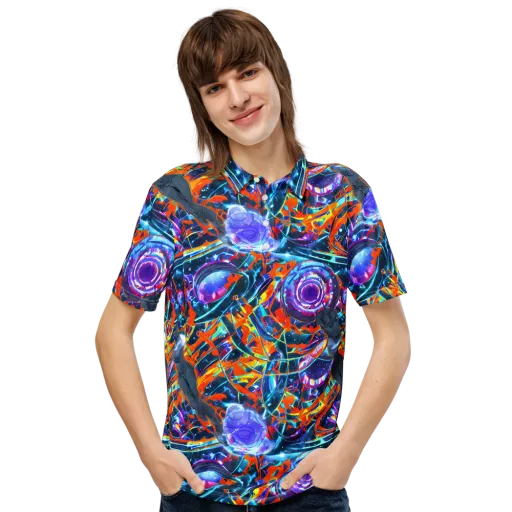 Prismatic Engine on a Men's Slim Fit Polo Shirt