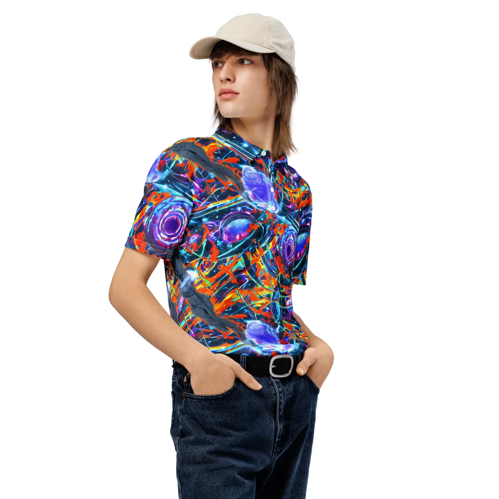 Prismatic Engine on Men's Slim Fit Polo Shirt — Right Front