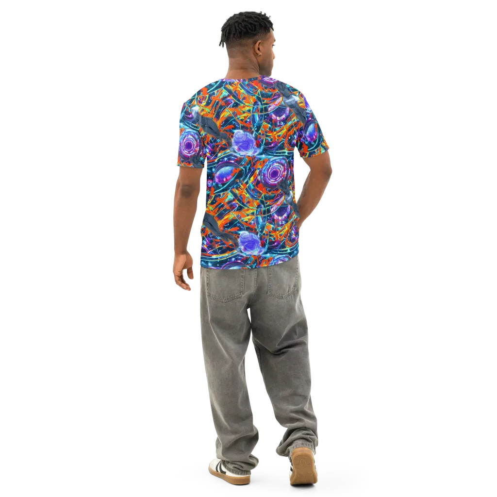 Prismatic Engine on Men's Cotton Crew Neck T-Shirt — Back
