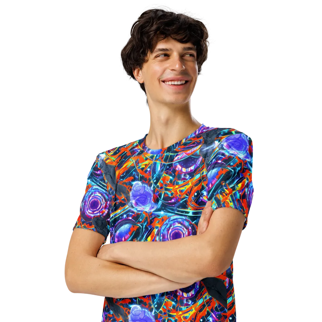 Prismatic Engine on Men's Crew Neck T-Shirt — Left Front