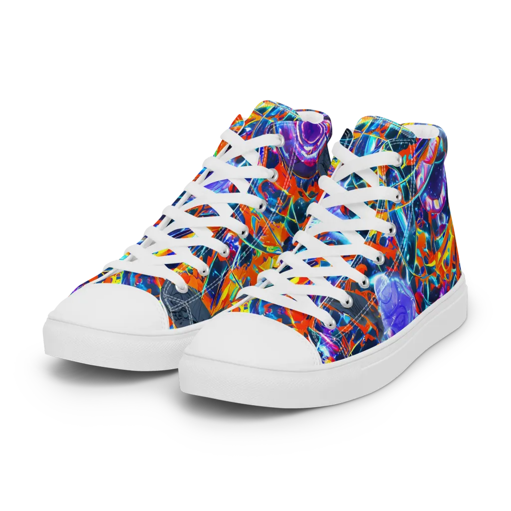 Prismatic Engine on Women's High Top Canvas Shoes — Left Front