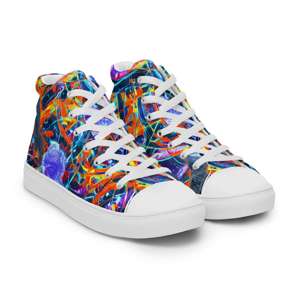 Prismatic Engine on Women's High Top Canvas Shoes — Right Front
