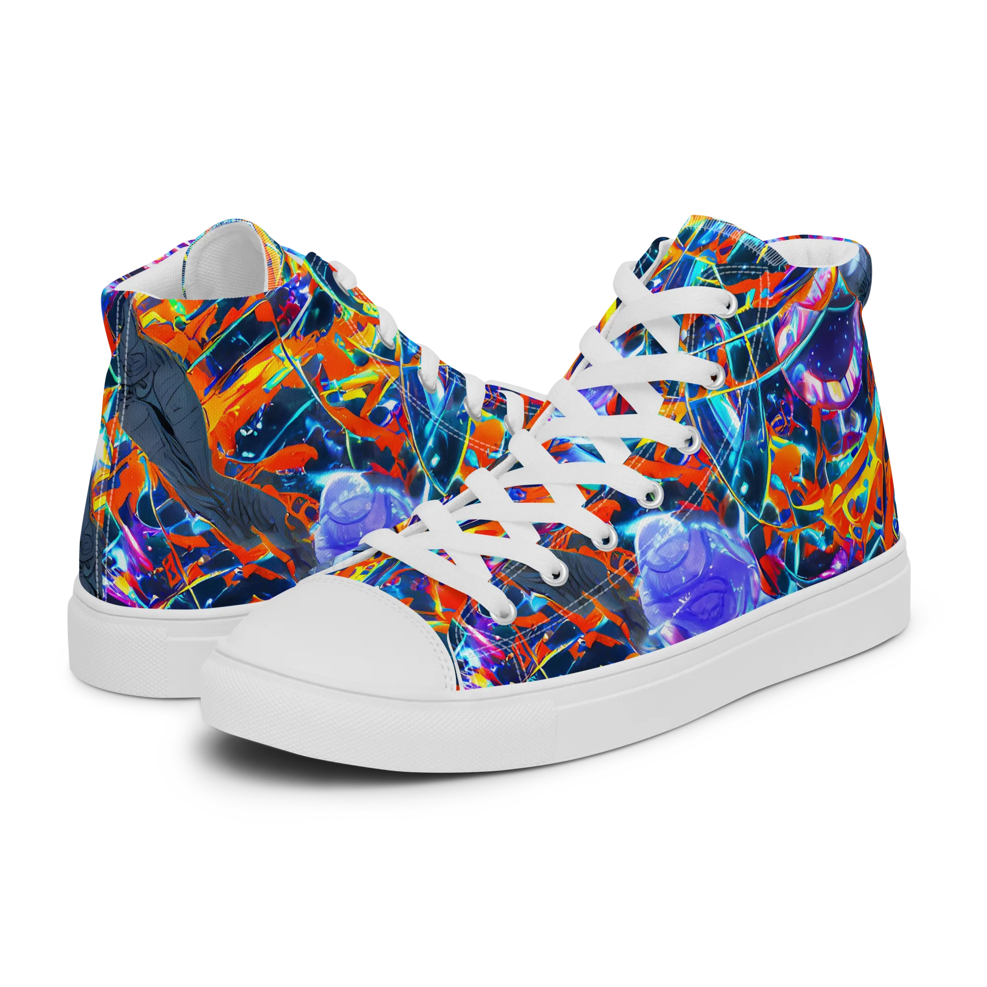 Prismatic Engine on Women's High Top Canvas Shoes — Left