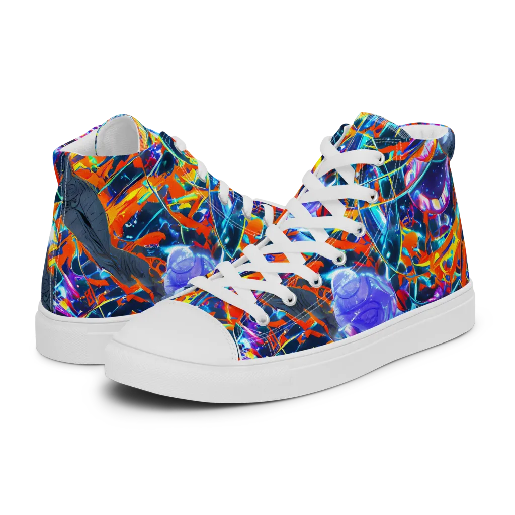 Prismatic Engine on Women's High Top Canvas Shoes — Left