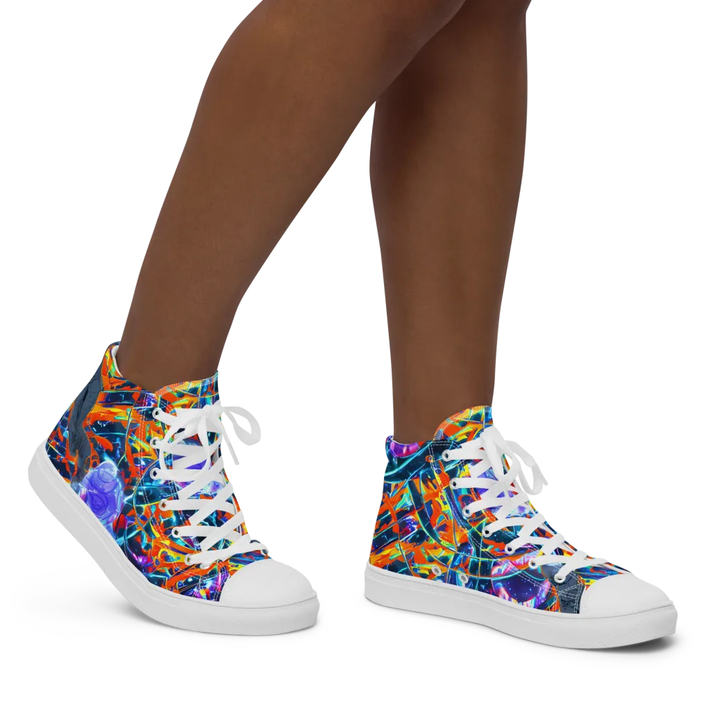 Prismatic Engine on Women's High Top Canvas Shoes — Right