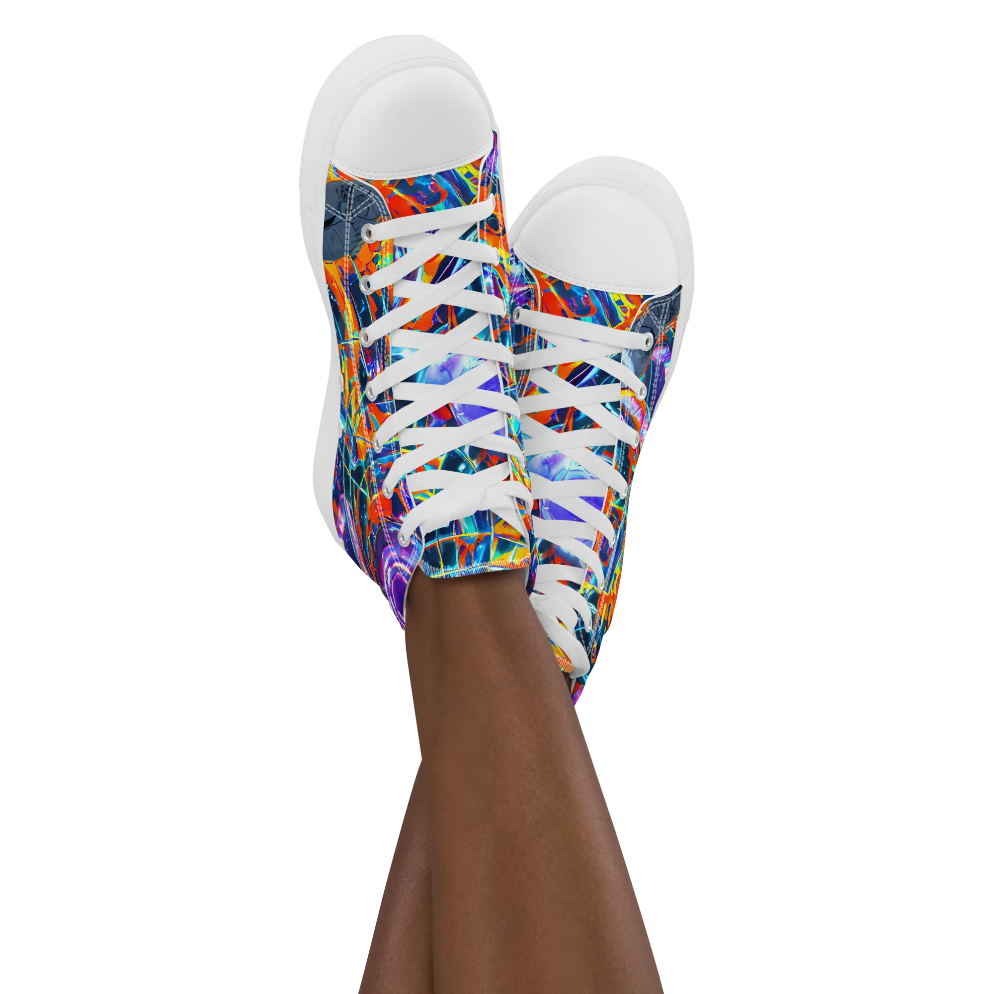Prismatic Engine on Women's High Top Canvas Shoes — Front