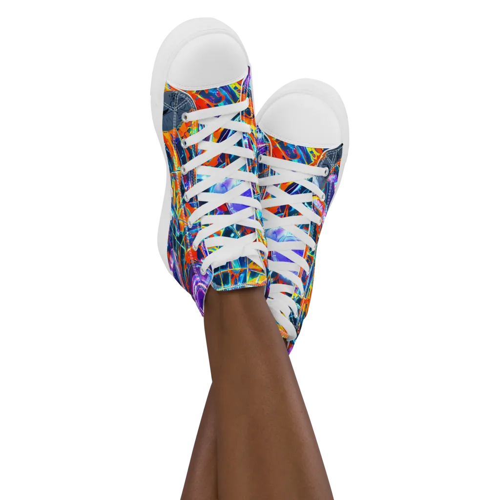 Prismatic Engine on Women's High Top Canvas Shoes — Front