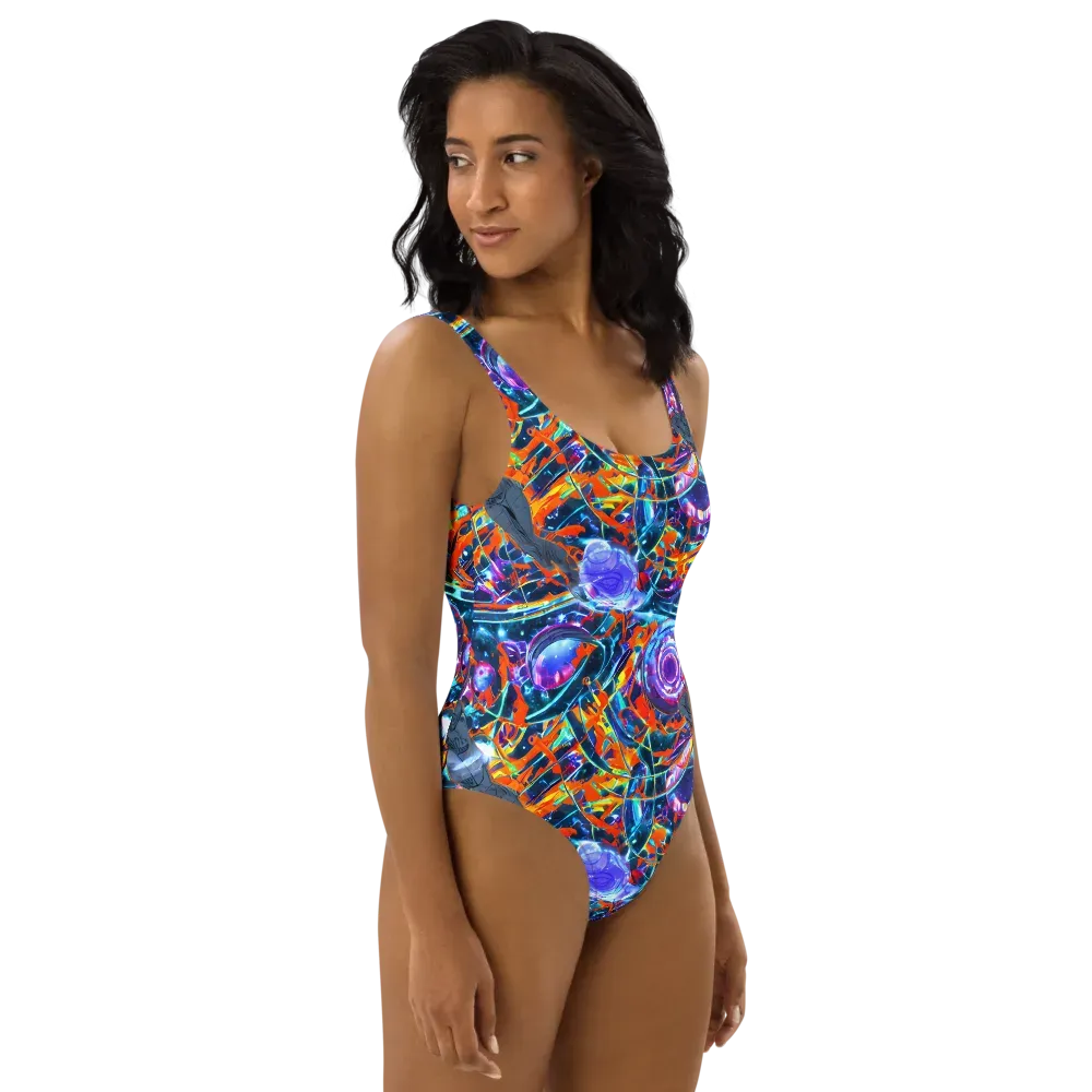 Prismatic Engine on One-Piece Swimsuit — Right