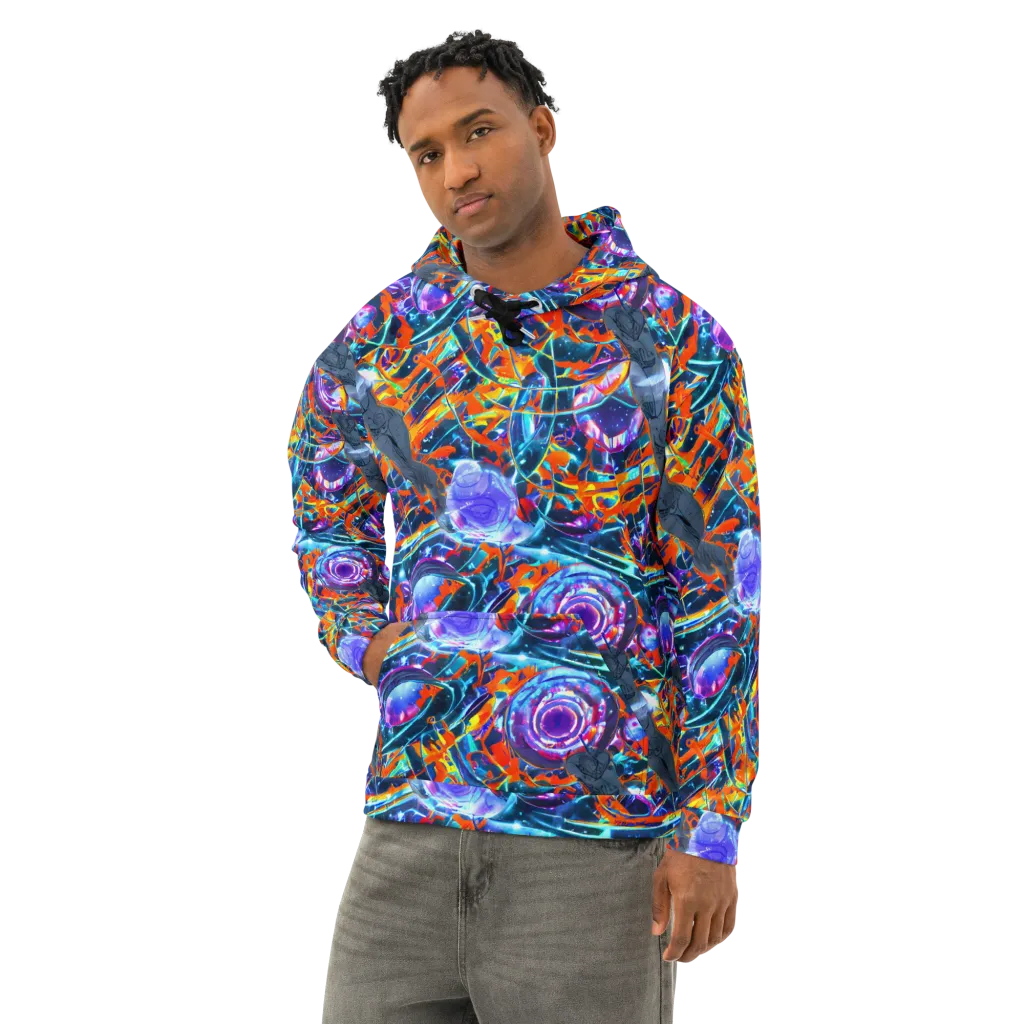 Prismatic Engine on Cotton Hoodie — Left Front