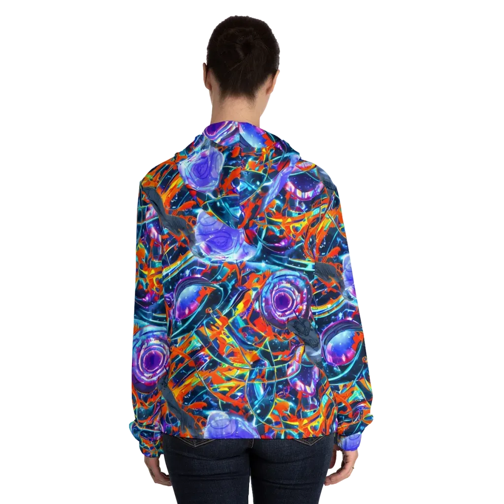 Prismatic Engine on Women's Full-Zip Hoodie — Back On Person