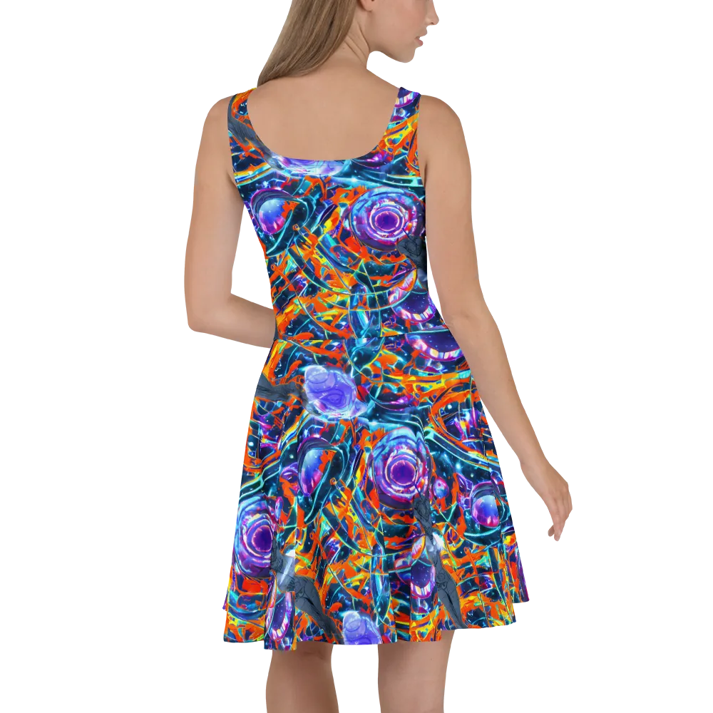 Prismatic Engine on Skater Dress — Back