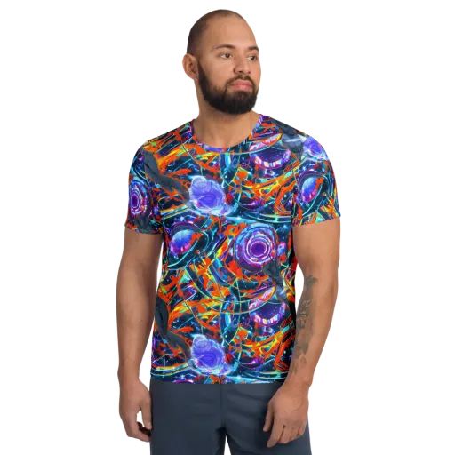 Prismatic Engine on a Men's Athletic T-Shirt
