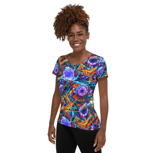 Prismatic Engine on a Women's Athletic T-Shirt