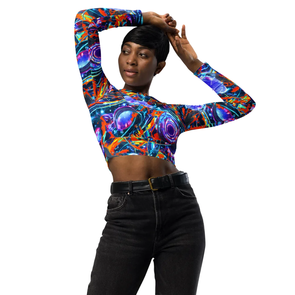 Prismatic Engine on Long Sleeve Crop Top — Front
