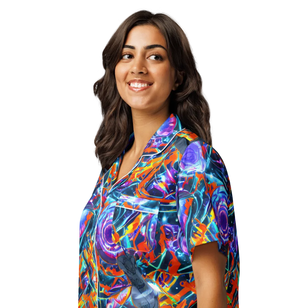 Prismatic Engine on Women's Short Sleeve Pajama Top — Left Front